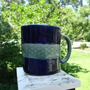 Deep Blue Mug with Green Design