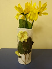 Yellow Rose Bud Vase on Speckled Clay