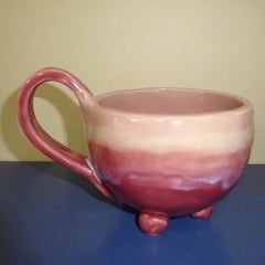 Round Mug in Pink Swirls and Ball Feet
