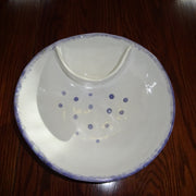 Soft Blue Gray Chip and Dip Bowl with Crystal Glaze