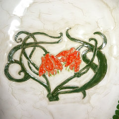 Art Nouveau Red Flowers Platter