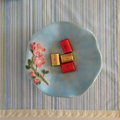 Beautiful Small Dish in Blue with Flowers