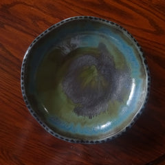 Medium Size Bowl in Greens, Blues and Chocolate
