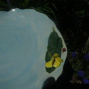 Bird Bath in Pale Aqua with Flower