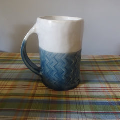 Zig Zag Mug in Blue and White