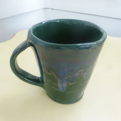 Dark Green Mug with Blue Drip