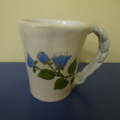 Mug with Hand Painted Blue Flowers