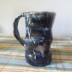 Tall Curvy Mug in Blue Glazes