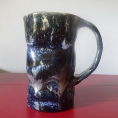 Tall Curvy Mug in Blue Glazes