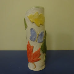 Mixed Leaves and Butterfly Large Bud Vase