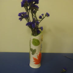 Mixed Leaves and Butterfly Large Bud Vase