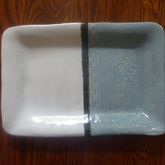 Blue and White Textured Platter