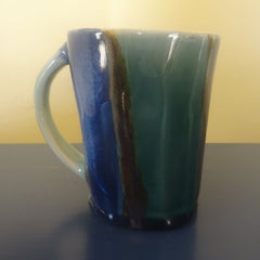 Multi-striped Mug in Blues and Greens