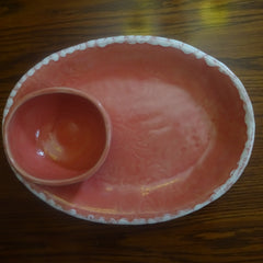 Chip and Dip Set in Watermelon Glaze