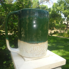 Green and Cream Textured Mug