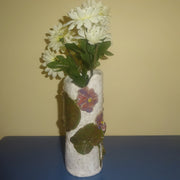 Large Bud Vase with Burgundy Flowers