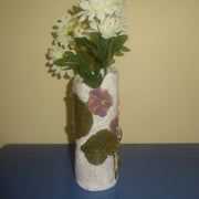 Large Bud Vase with Purple Flowers
