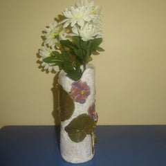 Large Bud Vase with Burgundy Flowers