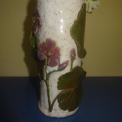 Large Bud Vase with Burgundy Flowers
