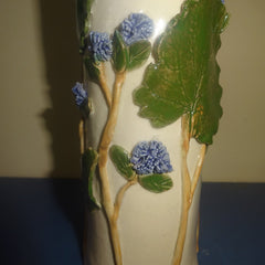 Bud Vase with Purple Fuzzy Flowers