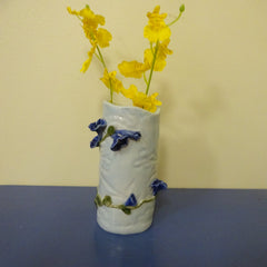 Bud Vase with Climbing Blue Flowers
