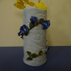 Bud Vase with Climbing Blue Flowers
