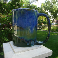Mug in Deep Turquoise and Green Glazes