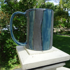 Striped Mug in Deep Teal and Dark Silver