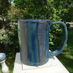 Striped Mug in Deep Teal and Dark Silver