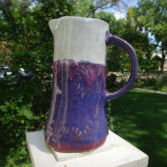 Pitcher in Cream and Purple