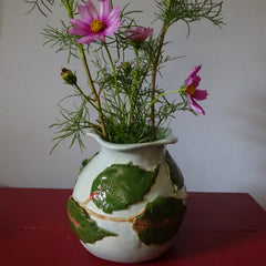 Soft Aqua Vase with Berries