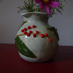 Soft Aqua Vase with Berries