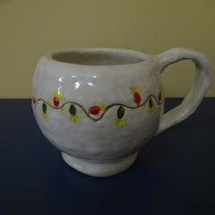 Round Holiday Mug with a String of Lights