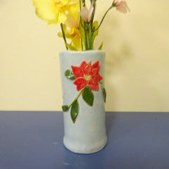 Poinsettia Flowered Bud Vase