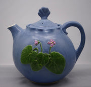 Smoky Blue Tea Pot with Violets