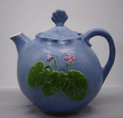 Smoky Blue Tea Pot with Violets