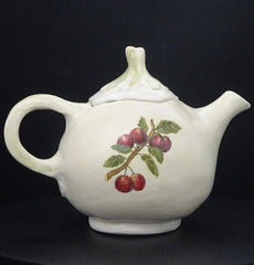 Hand Painted Teapot with Crab Apples and Currents