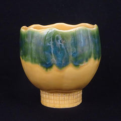 Dark Green and Sunny Yellow Footed Bowl