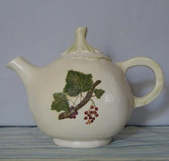 Hand Painted Teapot with Crab Apples and Currents