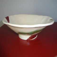 Footed Striped Serving Bowl