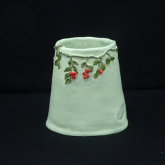 Pale Green Vase with Leaves and Berries