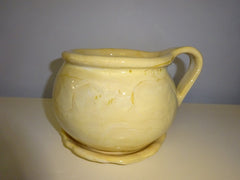 Pale Yellow Planter with Saucer