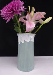 Blue Green Vase with Two Glazes