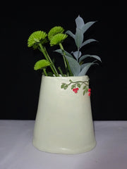 Pale Green Vase with Leaves and Berries