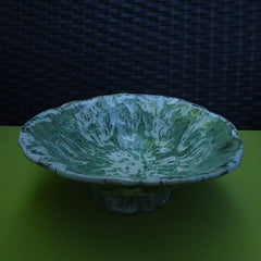 Dynamic Green and White Footed Bowl