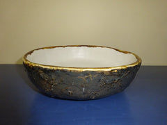 White and Bronze Textured Bowl