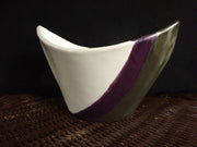 Contemporary White Bowl with Stripes