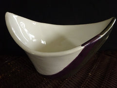 Contemporary White Bowl with Stripes