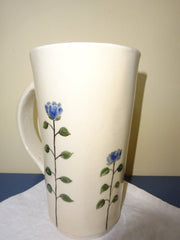 Tall Slim Mug with Blue Flowers