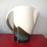 Snowy White Pitcher with Swipes of Color
